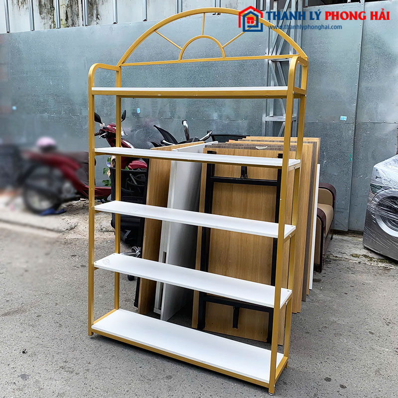 Kệ Trưng Bày Khung Sắt Mặt Gỗ 1m2 Cũ