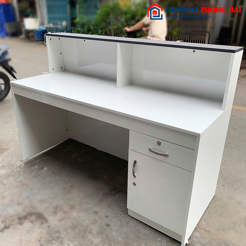 Quầy Lễ Tân Full Trắng Kèm Tủ 1m6 Cũ