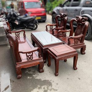 Salon Gỗ Căm Xe Cao Cấp Tay 12 Chạm Hoa Cũ