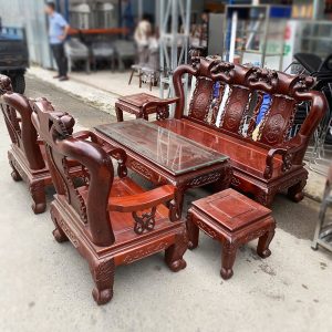 Salon Gỗ Căm Xe Cao Cấp Tay 12 Chạm Hoa Cũ