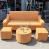 Sofa Băng Bọc Vải Kèm Bàn Kính Và Đôn Cũ