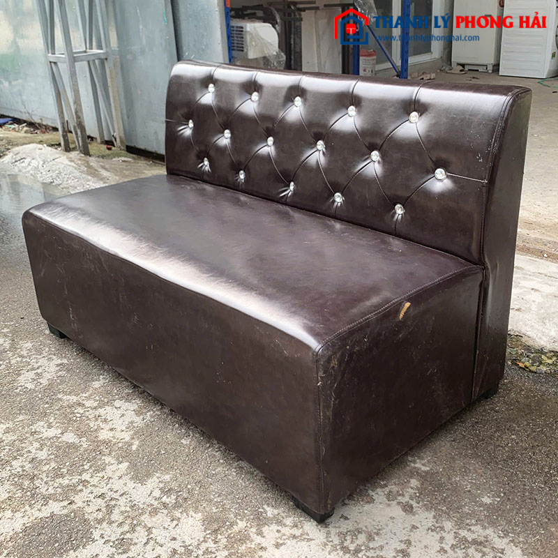 Sofa Băng Lẻ 1m1 Bọc Da Nâu Đen Mới 90%