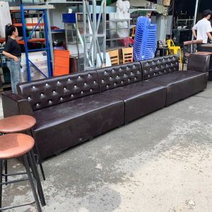 Sofa Băng Lẻ 1m1 Bọc Da Nâu Đen Mới 90%
