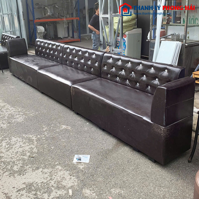 Sofa Băng Lẻ 1m1 Bọc Da Nâu Đen Mới 90%