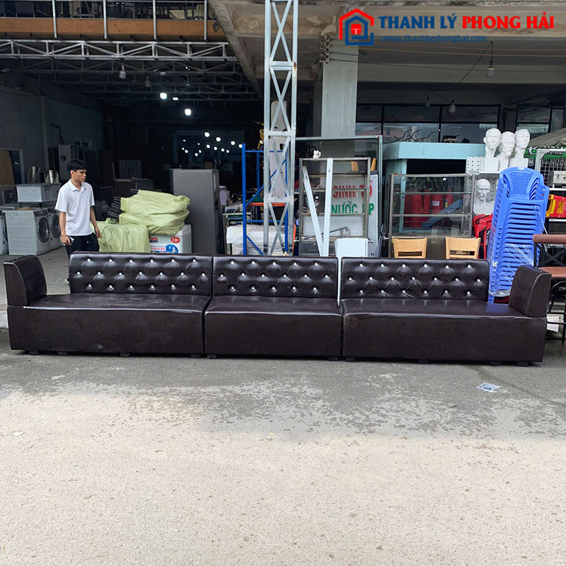 Sofa Băng Lẻ 1m1 Bọc Da Nâu Đen Mới 90%
