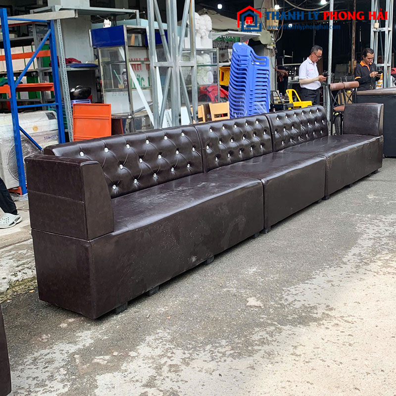 Sofa Băng Lẻ 1m1 Bọc Da Nâu Đen Mới 90%