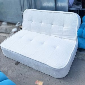 Sofa Bed Bọc Vải Lông Cừu 1m5 Màu Trắng Cũ