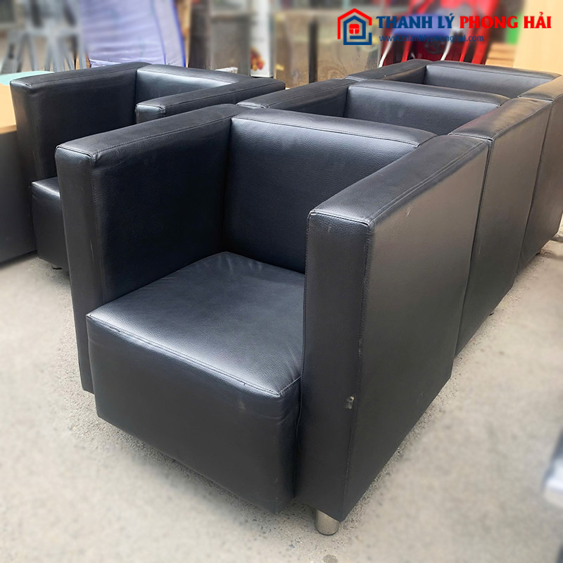 Sofa Đơn Bọc Da Đen Cũ