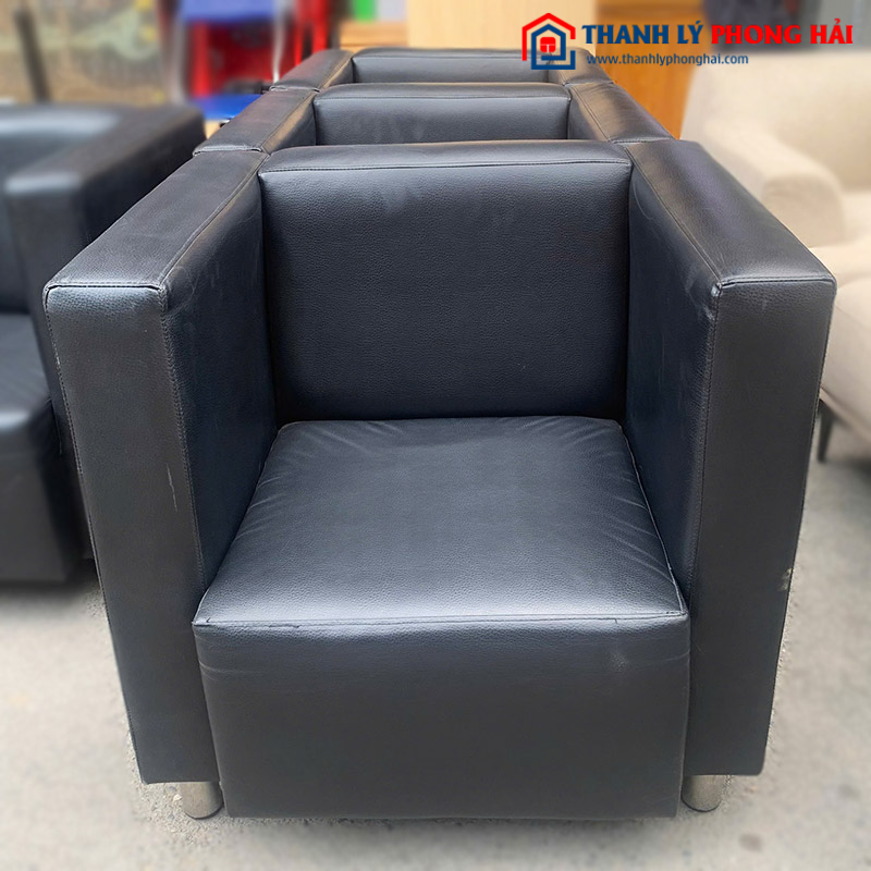 Sofa Đơn Bọc Da Đen Cũ