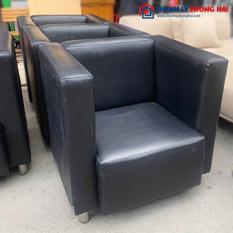 Sofa Đơn Bọc Da Đen Cũ
