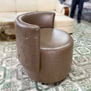 Sofa Đơn Cafe Bọc Da Nâu Đính Nút Cũ