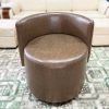 Sofa Đơn Cafe Bọc Da Nâu Đính Nút Cũ