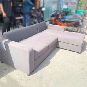Sofa Góc Chữ L Bọc Vải Nỉ Màu Xám Cũ