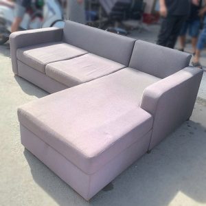 Sofa Góc Chữ L Bọc Vải Nỉ Màu Xám Cũ