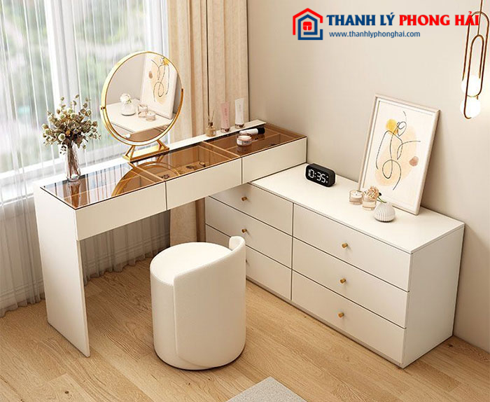 thi công bàn phấn kèm bàn làm việc