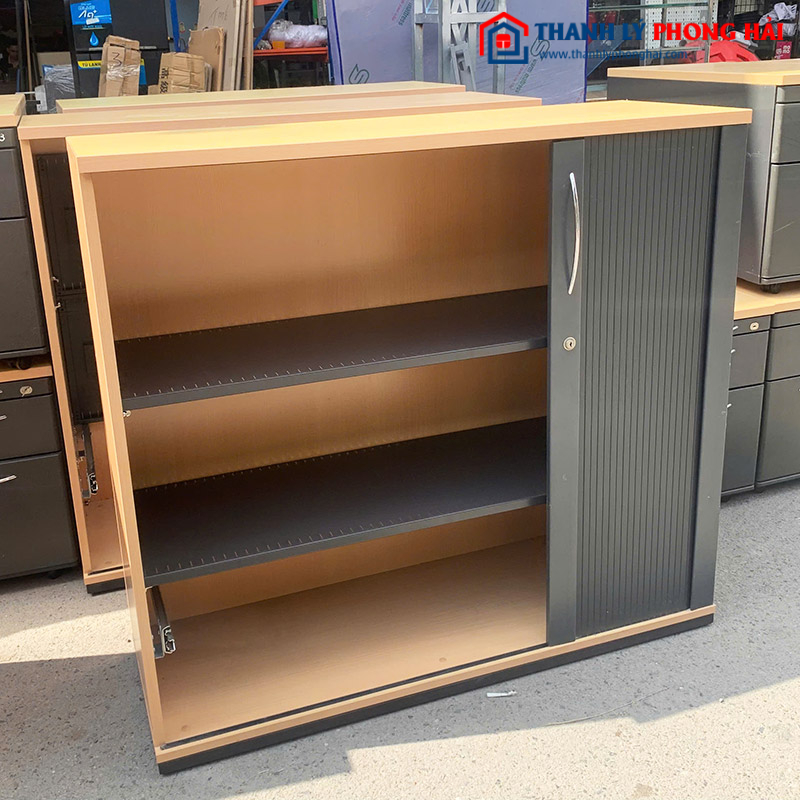 Tủ Hồ Sơ Văn Phòng Gỗ Công Nghiệp 1m2 Cửa Trượt Cũ