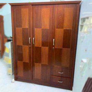 Tủ Quần Áo 3 Cánh Gỗ Vân Caro Cũ