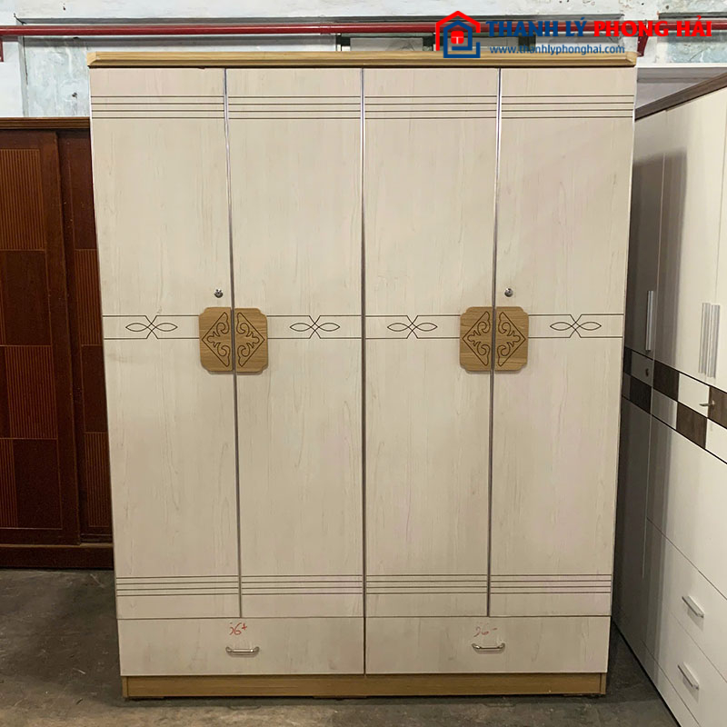 Tủ Quần Áo 4 Cánh Gỗ Công Nghiệp 1m6 Cũ
