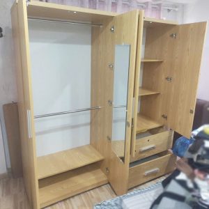 Tủ Quần Áo 4 Cánh Gỗ Công Nghiệp Màu Vân Cũ
