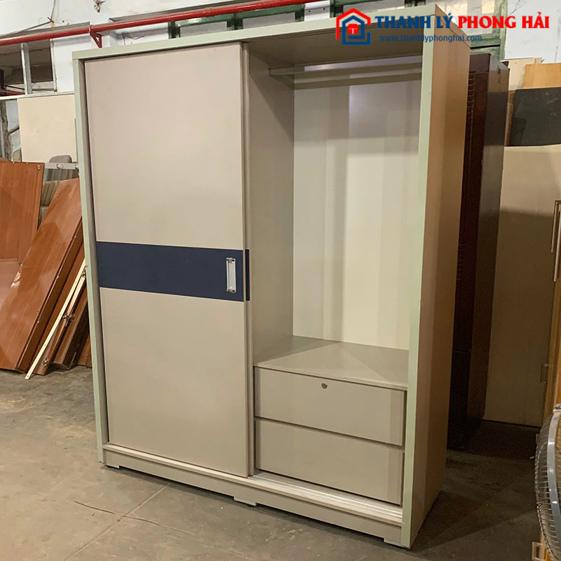 Tủ Quần Áo Cửa Lùa Gỗ Công Nghiệp 1m6 Cũ