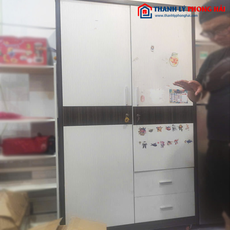 Tủ Quần Áo Gỗ Công Nghiệp 2 Hộc Cũ