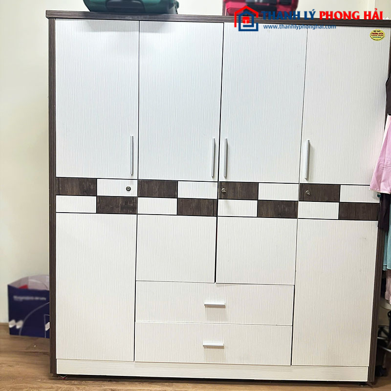 Tủ Quần Áo Gỗ Công Nghiệp 4 Cánh Có Hộc Cũ