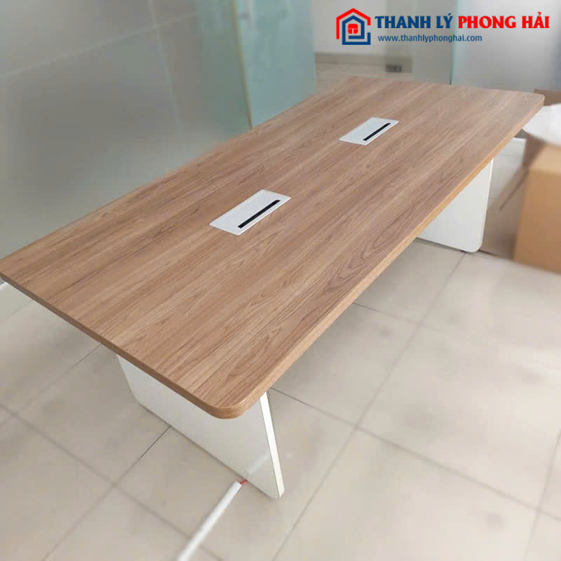 Bàn Họp Cũ Gỗ Công Nghiệp Có Khay Đi Dây