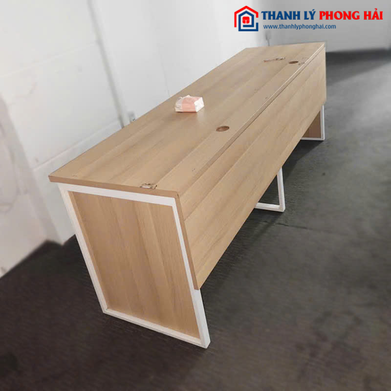 Bàn Làm Việc 2 Chỗ Chân Sắt Có Bửng Cũ