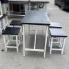 Bộ Bàn Ăn Mặt Gỗ Chân Sắt Trắng Phối Đen Cũ