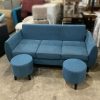 Bộ Sofa Băng Bọc Vải Xanh Kèm 2 Đôn Cũ