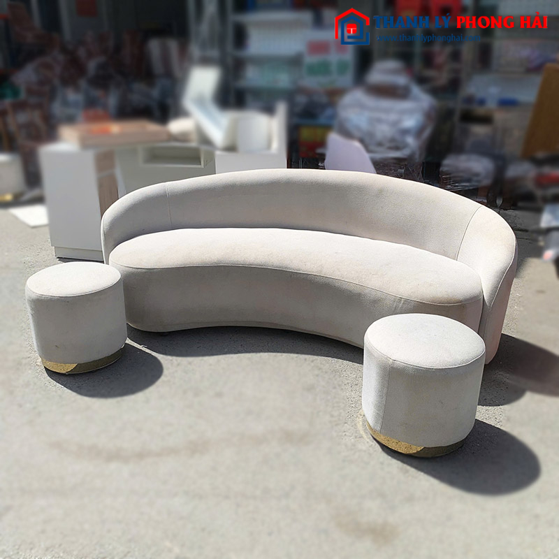 Bộ Sofa Hạt Đậu Màu Trắng Kèm Bàn Trà Lồng Chim Cũ