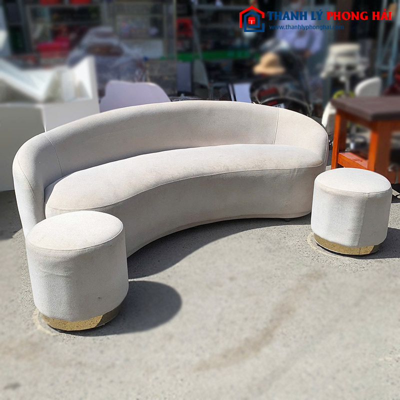 Bộ Sofa Hạt Đậu Màu Trắng Kèm Bàn Trà Lồng Chim Cũ