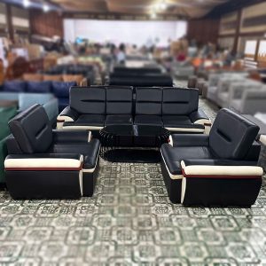 Bộ Sofa Văn Phòng 5 Món Tồn Kho Bọc Da Đen