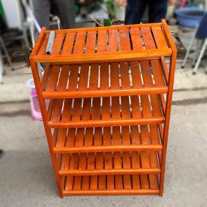 Kệ Giày 5 Tâng Gỗ Tự Nhiên Màu Cánh Gián Cũ