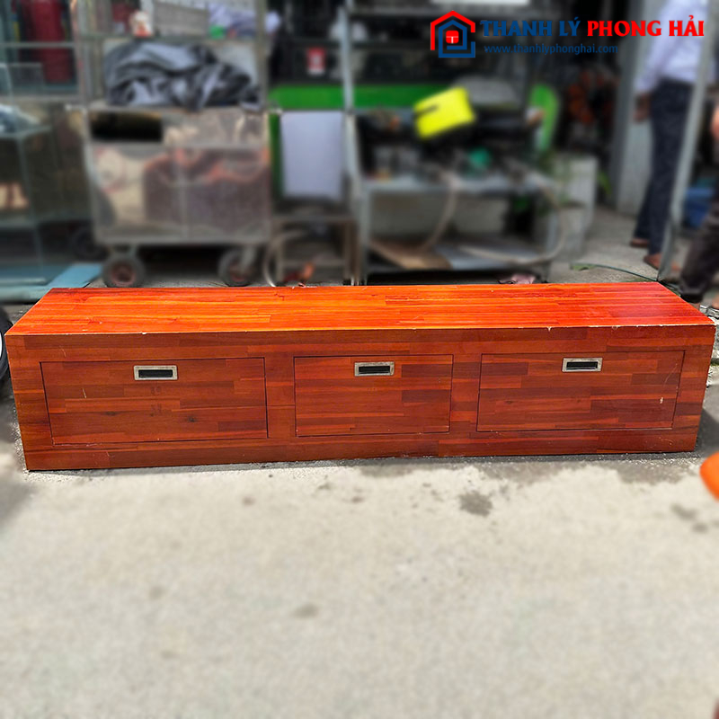 Kệ Tivi Gỗ Tự Nhiên 1m95 3 Hộc Cũ