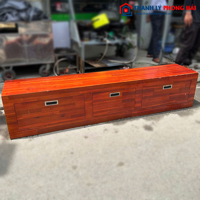 Kệ Tivi Gỗ Tự Nhiên 1m95 3 Hộc Cũ