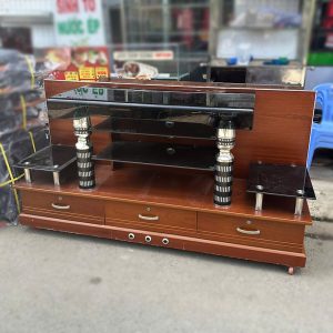 Kệ Tivi Kính 3 Hộc Gỗ Nhiều Tâng 1m6 Cũ