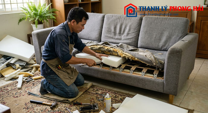Khắc phục ghế sofa bị xẹp lún