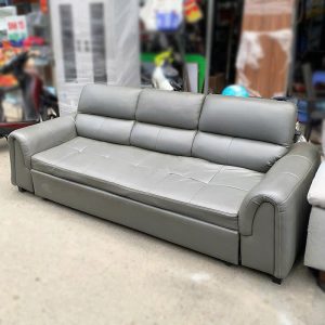 Sofa Bed 3 chỗ 2m2 Bọc Da Xám Cũ