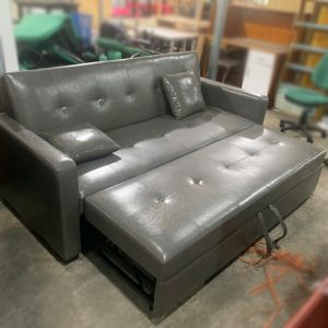 Sofa Bed Bọc Da Màu Xám Cũ