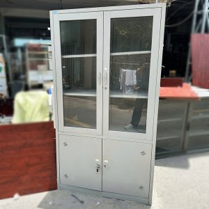 Tủ Hồ Sơ Sắt 2 Cánh Kính Nhiều Tầng Cũ