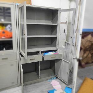 Tủ Hồ Sơ Sắt 2 Cánh Kính Nhiều Tầng Cũ