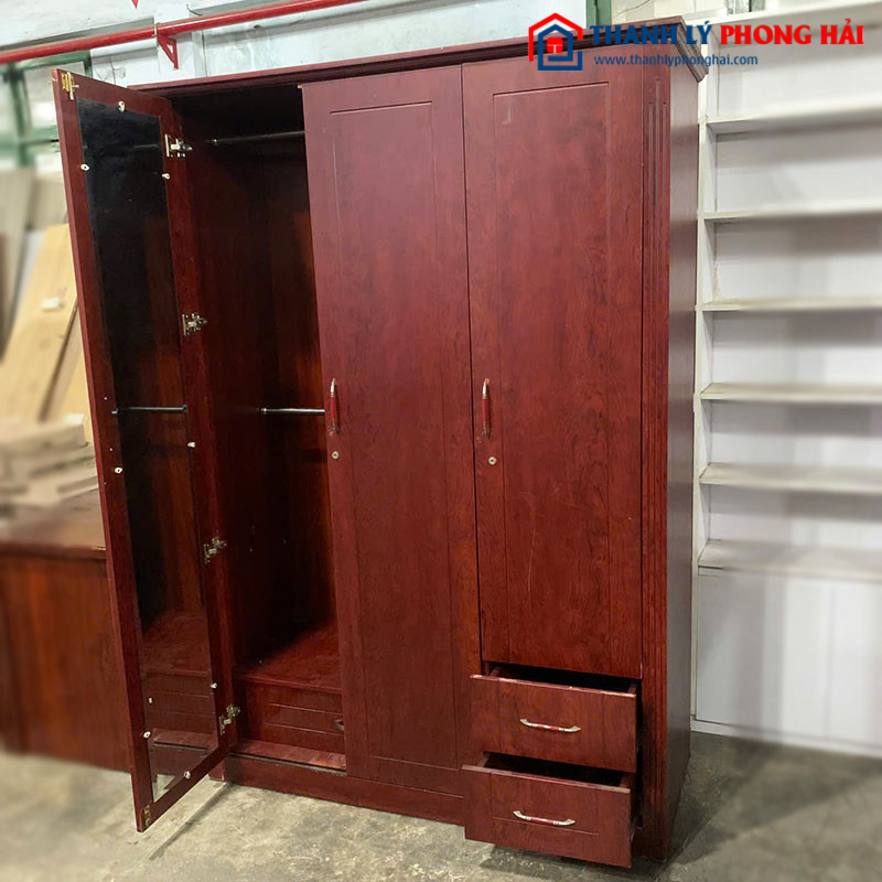Tủ Quần Áo Gỗ 3 Cánh Có 2 Hộc Kéo Cũ