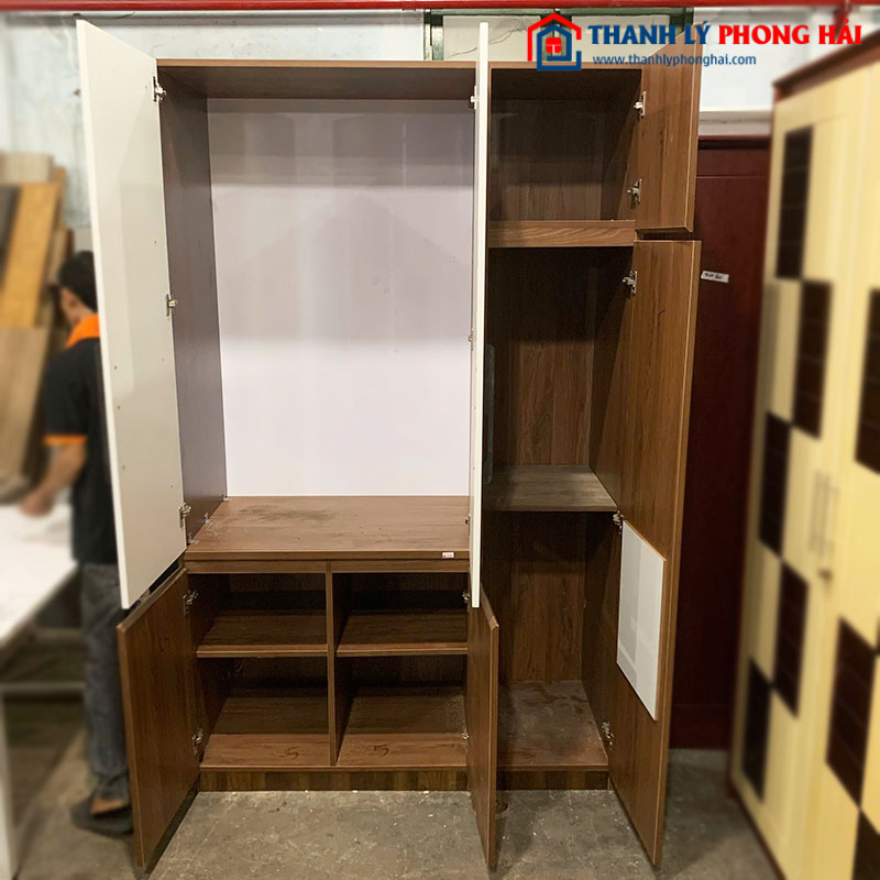 Tủ Quần Áo Gỗ Công Nghiệp 1m36 Nhiều Ngăn Cũ