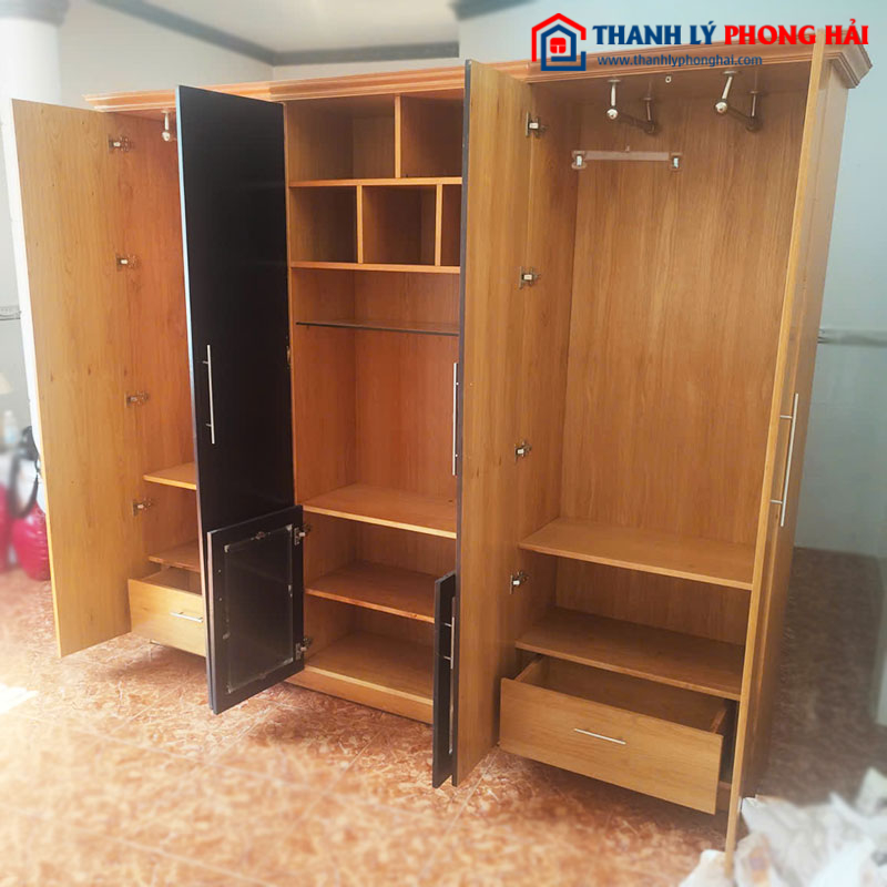 Tủ Quần Áo Gỗ Kết Hợp Kệ Tivi 2m35 Cũ
