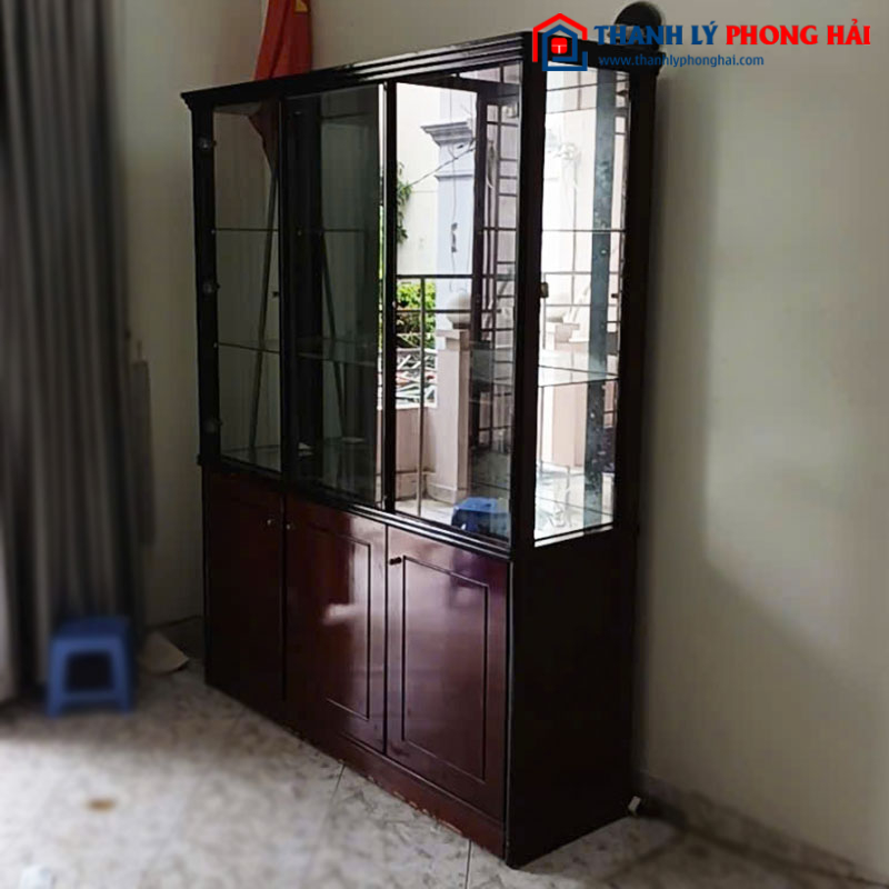 Tủ Trưng Bày Cánh Kính Khung Gỗ Cũ