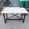 Bàn Chân Sắt Chữ X 1m2 Mặt Gỗ Cũ