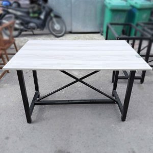 Bàn Chân Sắt Chữ X 1m2 Mặt Gỗ Cũ