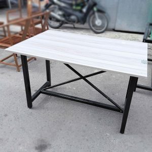 Bàn Chân Sắt Chữ X 1m2 Mặt Gỗ Cũ