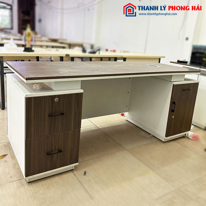 Bàn Giám Đốc Kèm Tủ Hồ Sơ Hai Bên Cũ